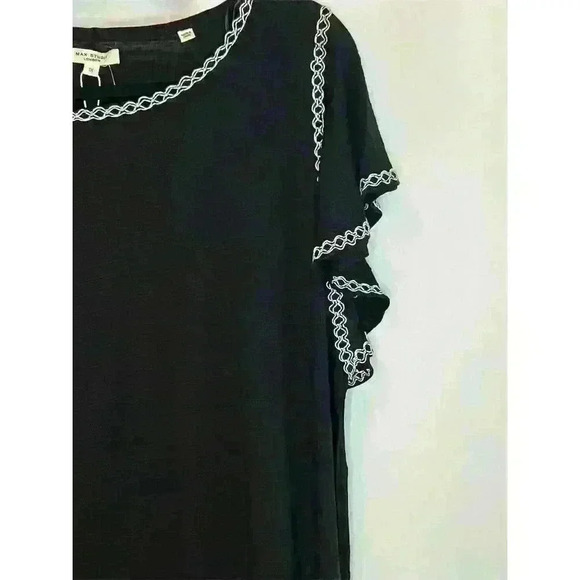 Max Studio Plus 1X Black Flutter Sleeve Knee Length Dress Women - Picture 3 of 14